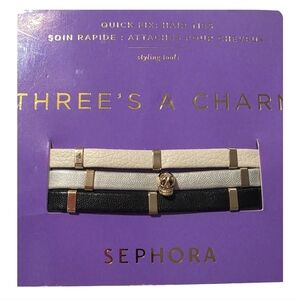 Sephora Three's a Charm Black Silver White Hair Ties